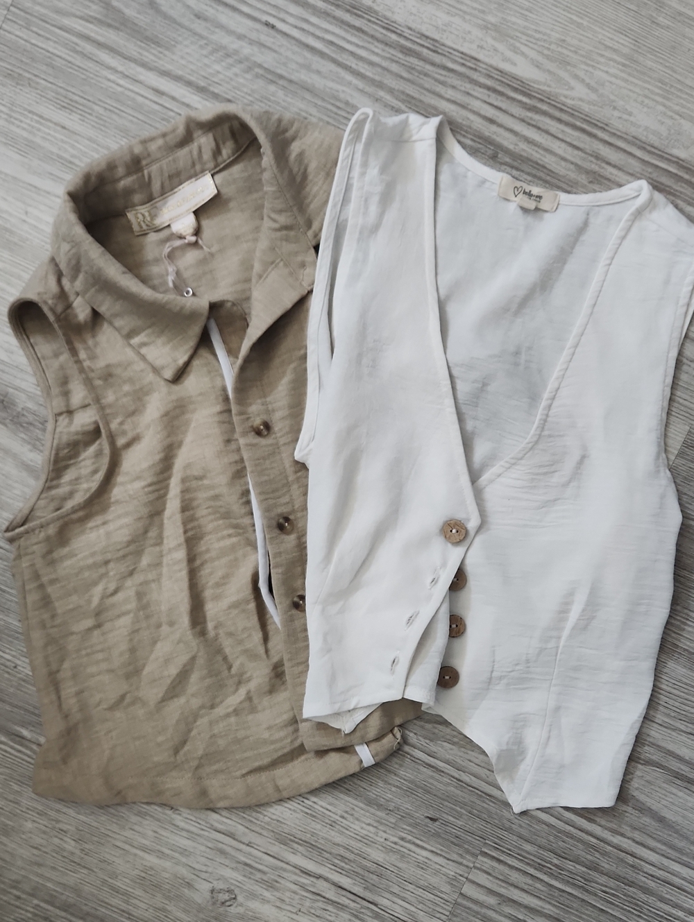 Lightweight White Linen Vests -